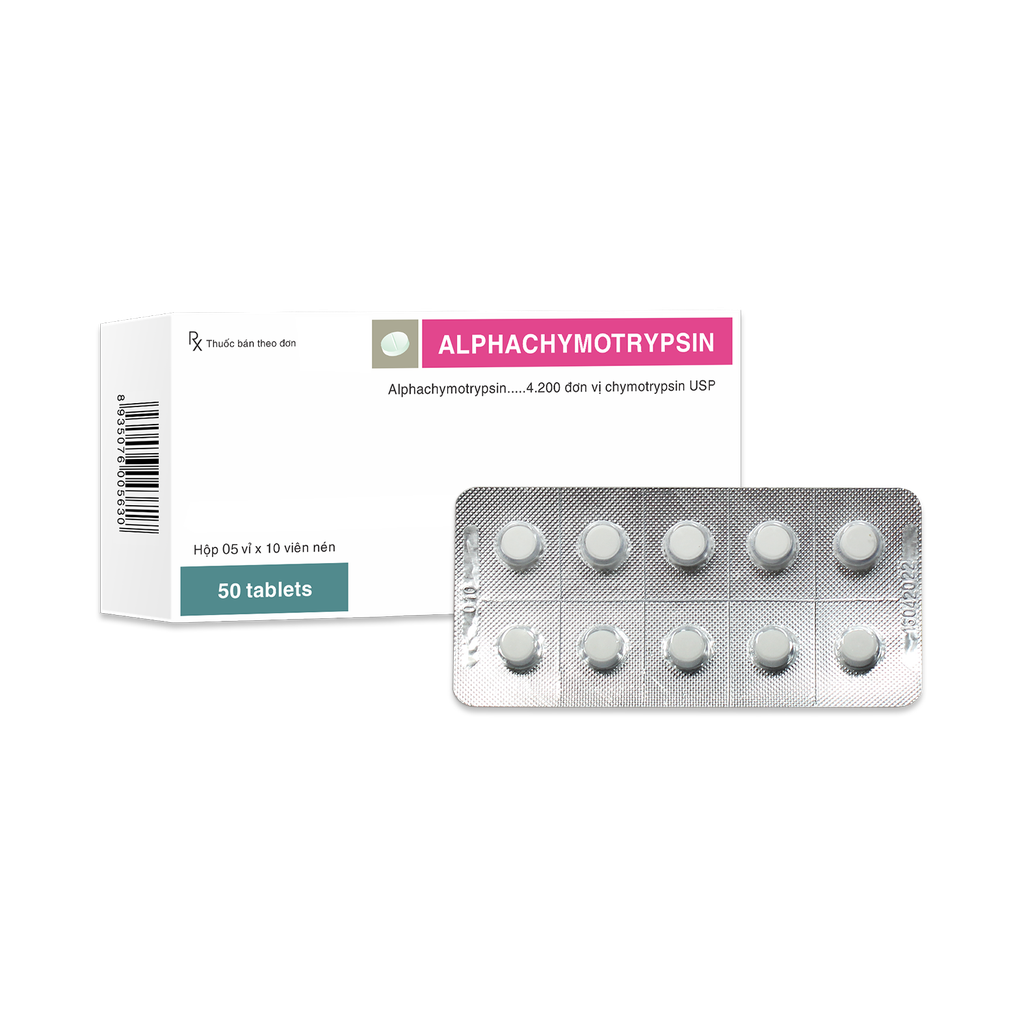 Viên nén Alphachymotrypsin 4,2mg PVC v/10,h/50