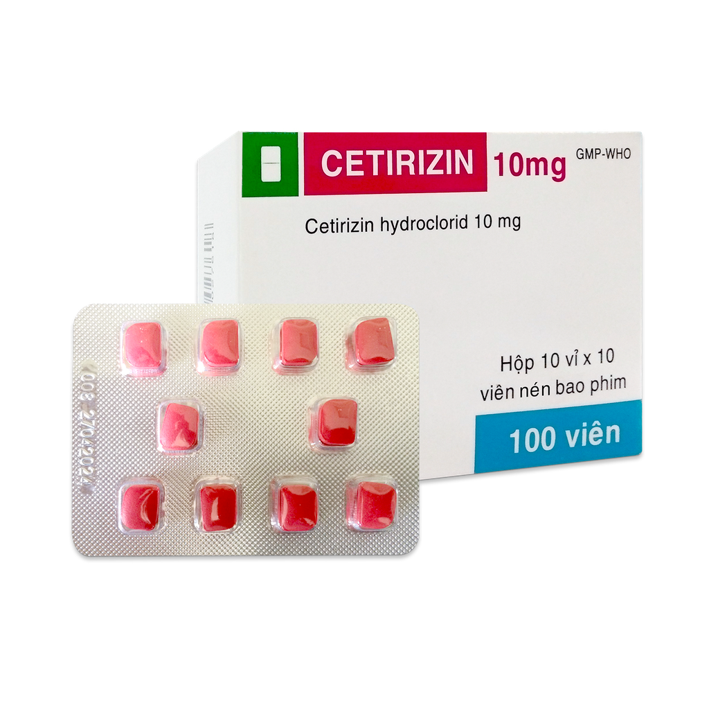 Viên bao phim Cetirizin 10mg v/10 ,h/100