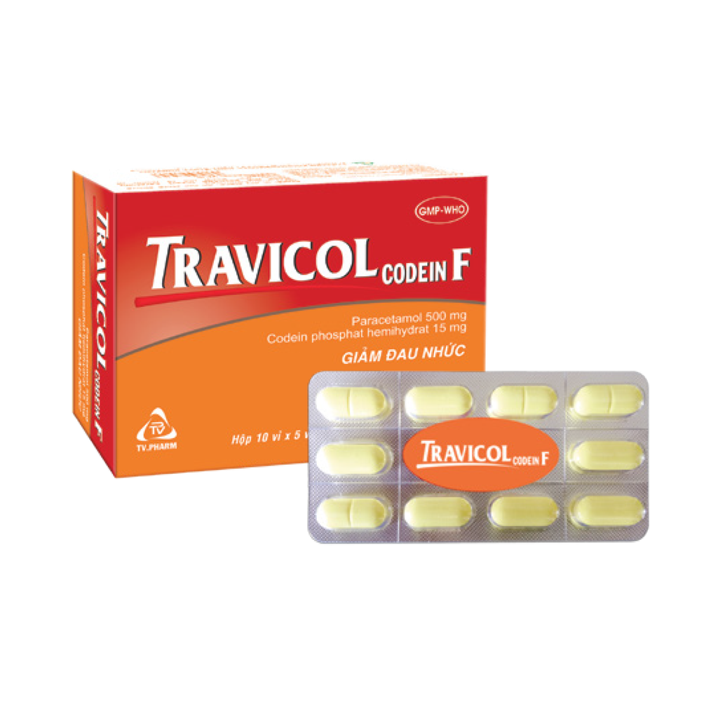 Viên bao phim Travicol codein F V/10, H/100