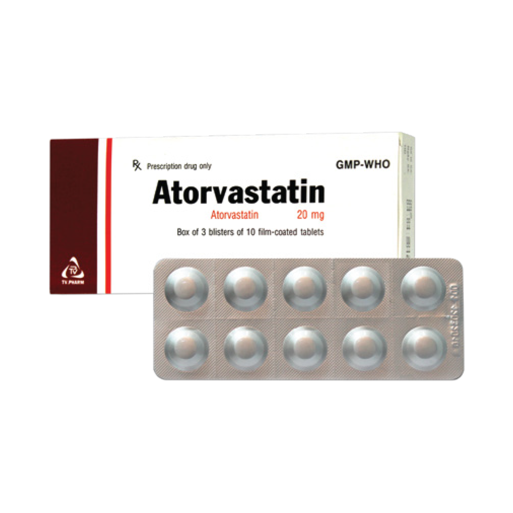 Viên bao phim Atorvastatin 20mg v/10 ,h/30