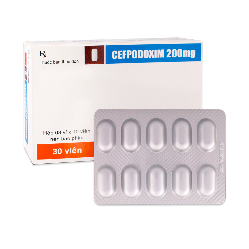 Viên bao phim Cefpodoxim 200mg V/10, H/30