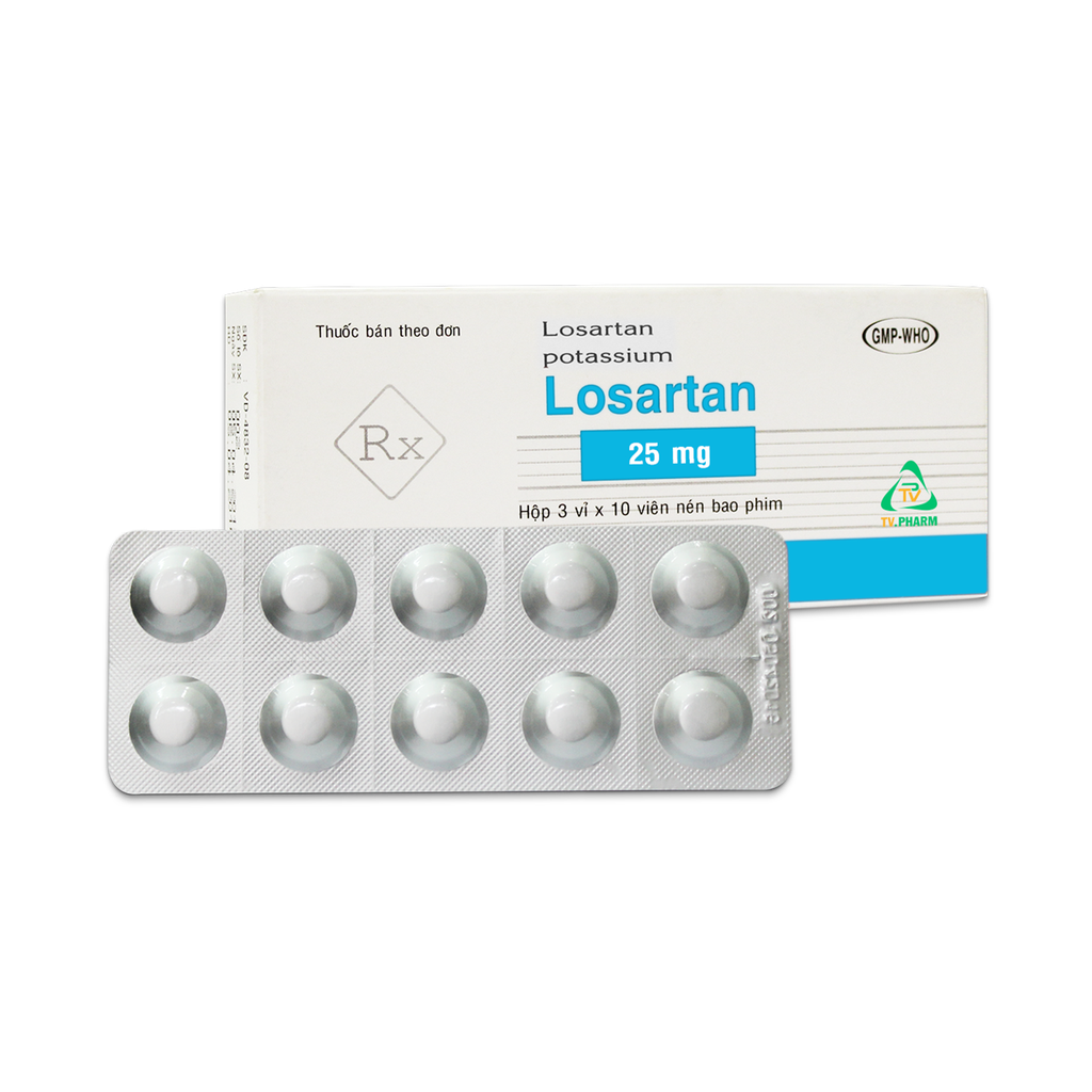 Viên bao phim Losartan 25mg v/10,h/30