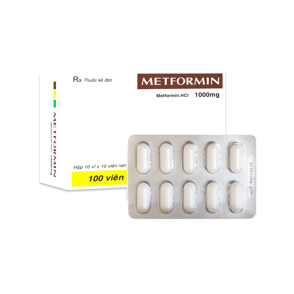 Viên bao phim Metformin 1000mg v/10, h/100