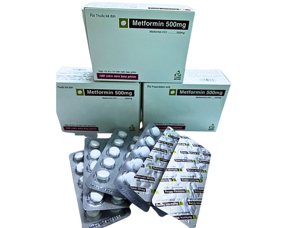 Viên bao phim Metformin 500mg V/10, H/100