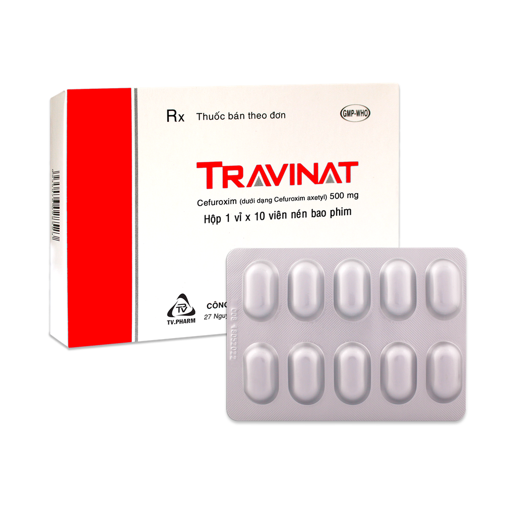 Viên bao phim Travinat 500mg, v/10,h/10