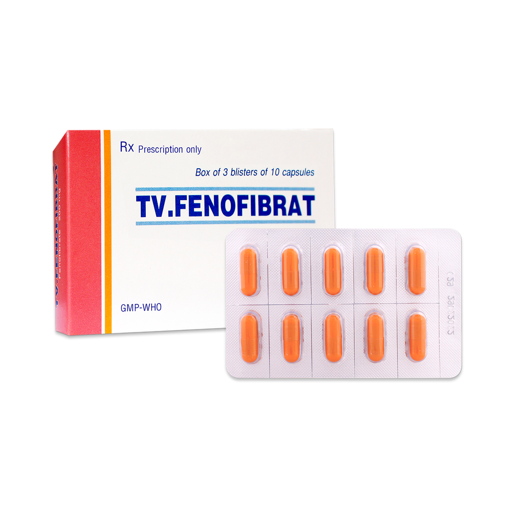 Viên nang cứng TV.Fenofibrat 200mg v/10,h/30